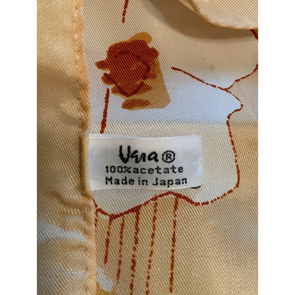 Vintage Vera Floral‎ Scarf Poppies Cream Tan Gold Brown 14"x44" Oblong Acetate - Picture 6 of 8